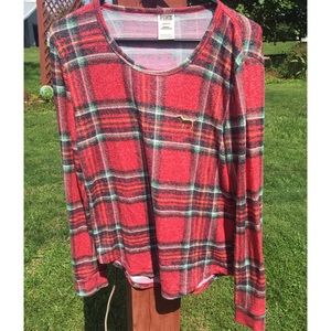 Victoria’s Secret Pink Plaid Pajama Top in Red